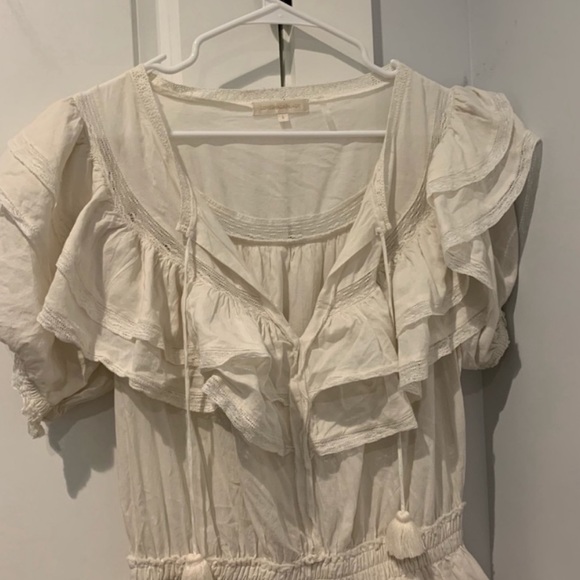 LoveShackFancy Liv Cream Ruffle Dress L - Picture 4 of 6